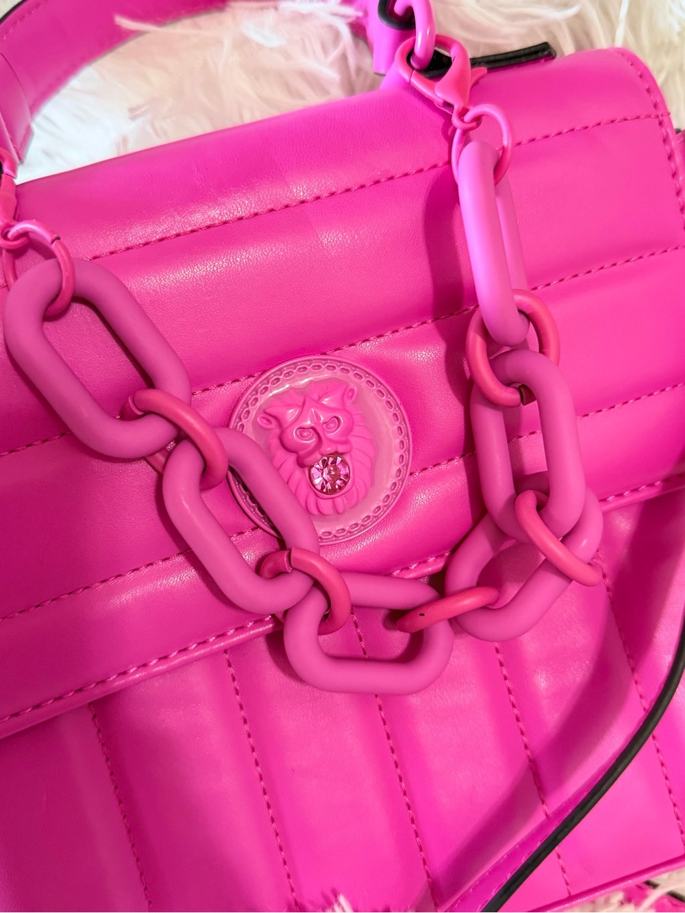 Aldo Vibrant Pink Quilted Shoulder Bag with Chunky Chain